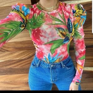 Floral sheer bodysuit